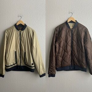 Under Armour Reversible Tan Brown Quilted Cold Gear Reactor Zip Up Bomber Jacket